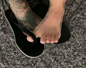 Tattooed Feet In Flip Flops Foot Tease Preview