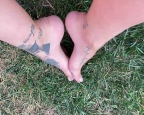 Barefoot Outside Walking On A Grass Cute Teen Feet Preview