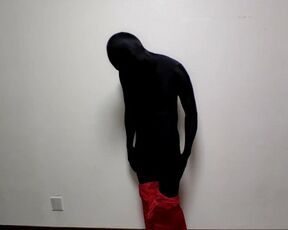 Red & black layered zentai