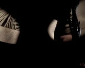 Masked submissive on a leash with sadistic mistress - POV