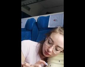 Blowjob while going by train