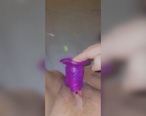 Putting my purple dildo deep inside my hungry pussy