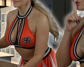 Cheerleader does Risky & Fast Handjob in Public Locker Room