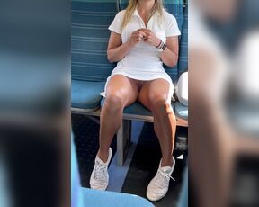 Teasing on the train no panties