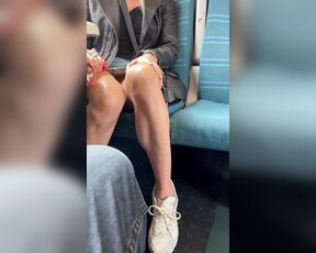 Train POV no panties tease