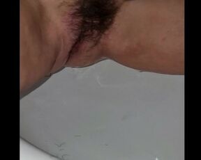 Stepmom washes her pussy and then trims her hairy pussy