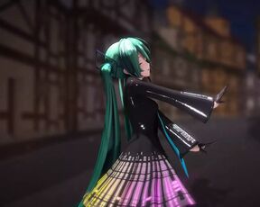 Cute Miku Dancing In Black Dress + Gradual Undressing (3D HENTAI)