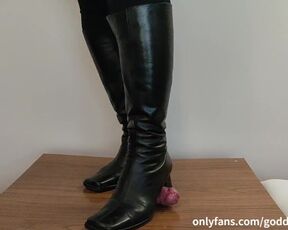 stepping on my slave's cock with boots